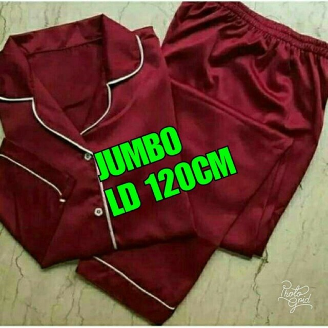 Baju tidur wanita/ piyama satin JUMBO LENGAN PENDEK