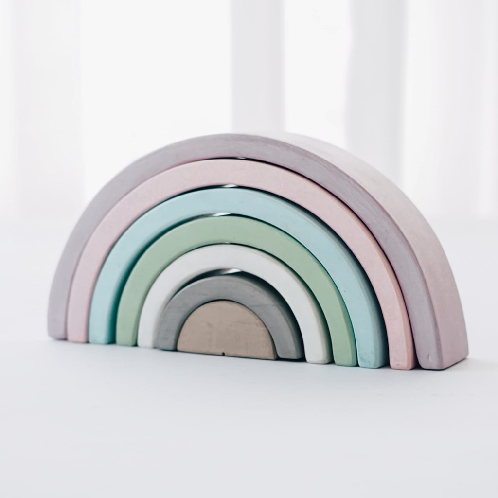 Wooden Toy Rainbow Classic Crimson Pastel Sunset mainan pelangi kayu Letter In Pine Letterinpine