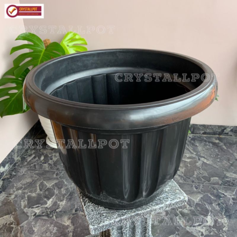 pot bunga tanaman plastik hitam diameter 50cm - jumbo hitam