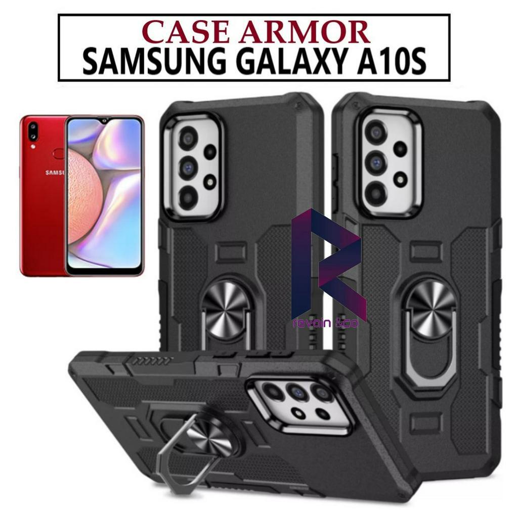 Case Armor SAMSUNG A10S Iring Cincin Magnetic Kesing Hp Protect kamera Premium Hard Case Standing Robot Pelindung Kamera