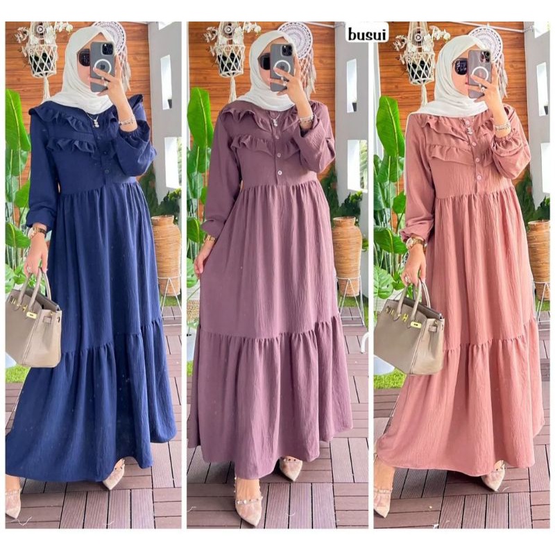 Gamis Crinkle Terlaris / Gamis Rubiah Terlaris / Midi Dress Terlaris / Midi Dress Umpak Terlaris / T