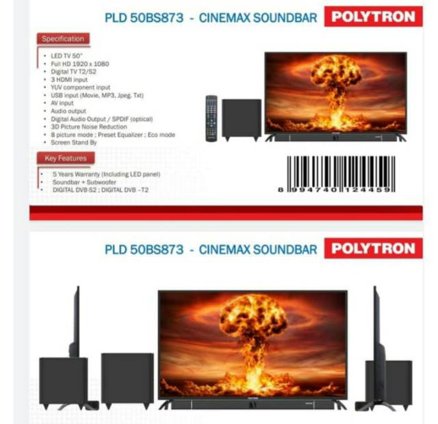 polytron cinemax soundbar 50 inch