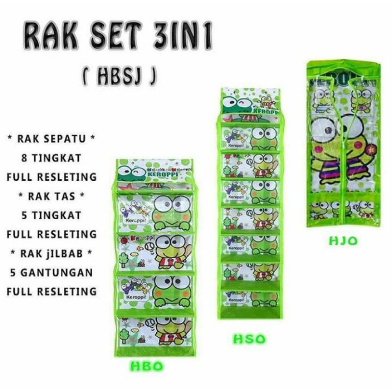 HBO SET 3in1 rak gantung / 3in1 organizer set rak tas HBO rak sepatu HBO rak jilbab HBO
