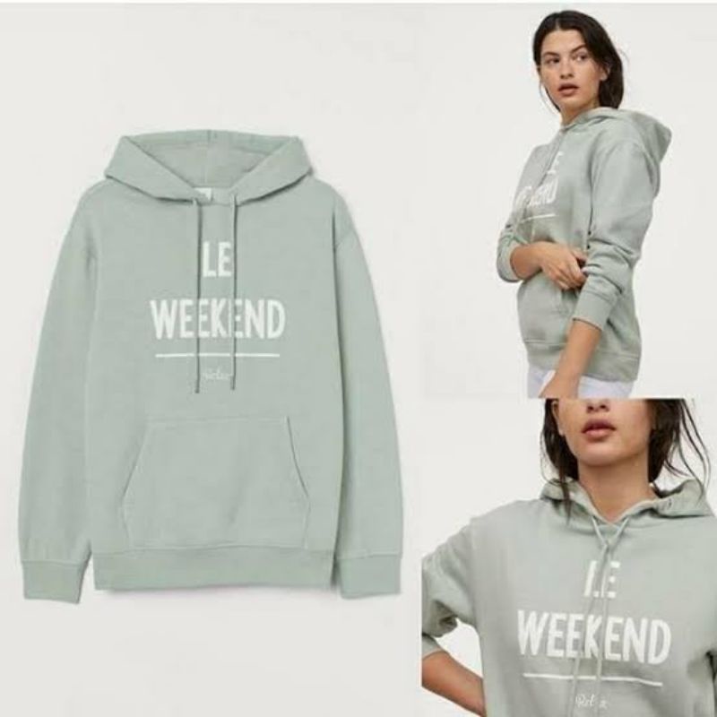 Hoodie Jaket Lee Weekend Hijau Oversize Lucu Couple Pria Wanita HnM