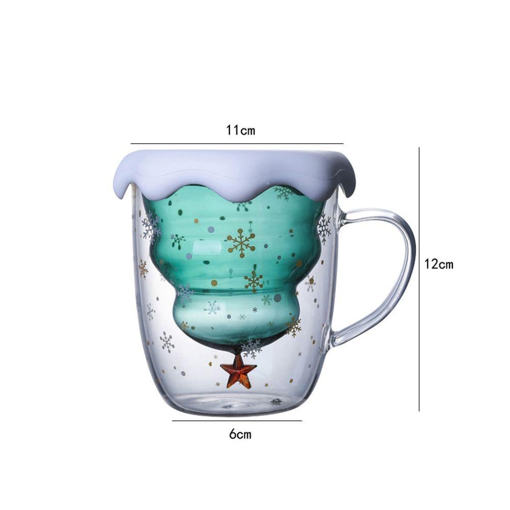 Lanfy Gelas Mug Transparan Dengan Penutup Langit Berbintang Snowflake Drinkware Hiasan Natal Cangkir Susu