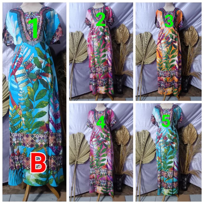 DASTER ORI MERK ELOK LONGDRESS TANGAN PENDEK TALI 4 LD 110 CM