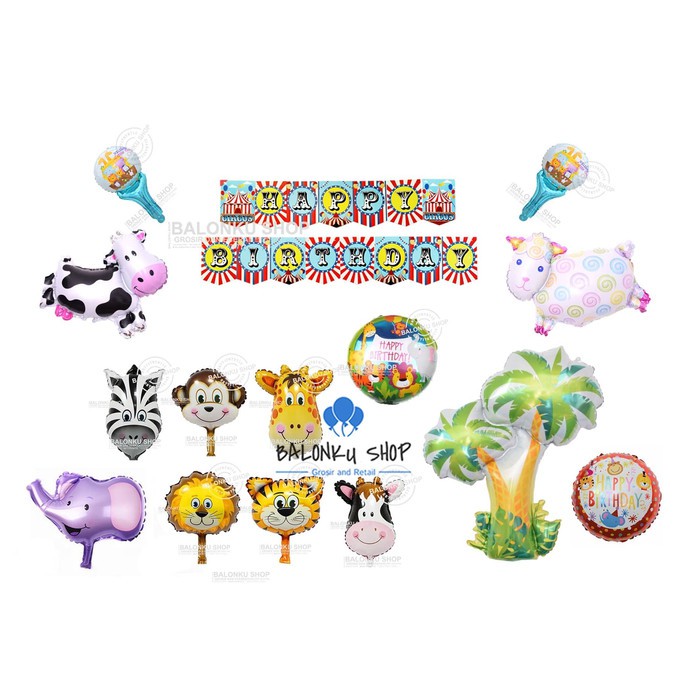 Paket Dekorasi Happy Birthday / Dekorasi Ulang Tahun / Paket Animal