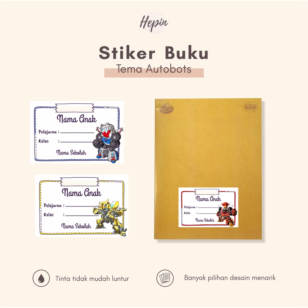 

(30pcs)custom karakter Stiker dan label buku pelajaran edisi AUTOBOTS