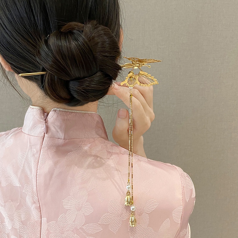Jepit Rambut Model Kupu-Kupu Rumbai Antik Bahan Metal Untuk Wanita