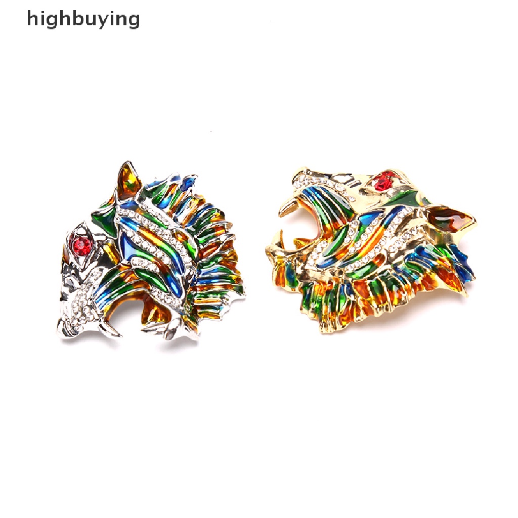 Hbid Bros Pin Enamel Desain Kepala Harimau Vintage Hias Kristal Berlian Imitasi Colorful Untuk Wanita