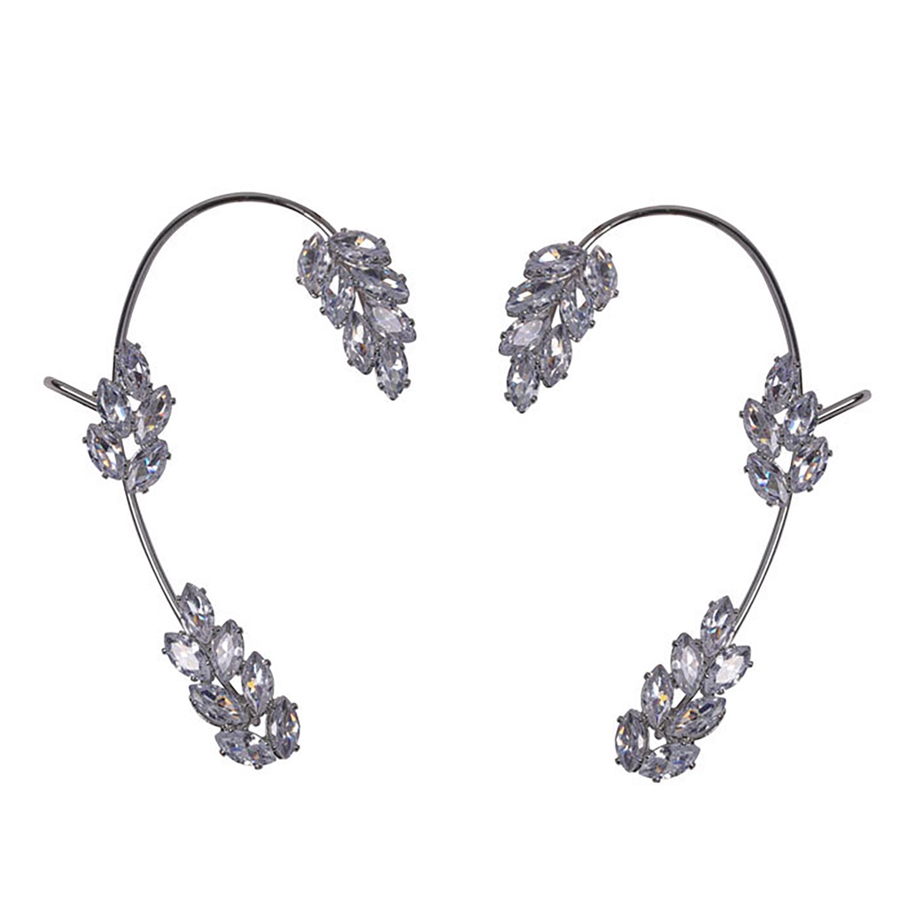 Hu Hu Hu Hu Hu Alat Bantu Pasang Kacamata♡ 1pc Anting Klip Tanpa Tindik Desain Daun Berkilau Untuk Wanita