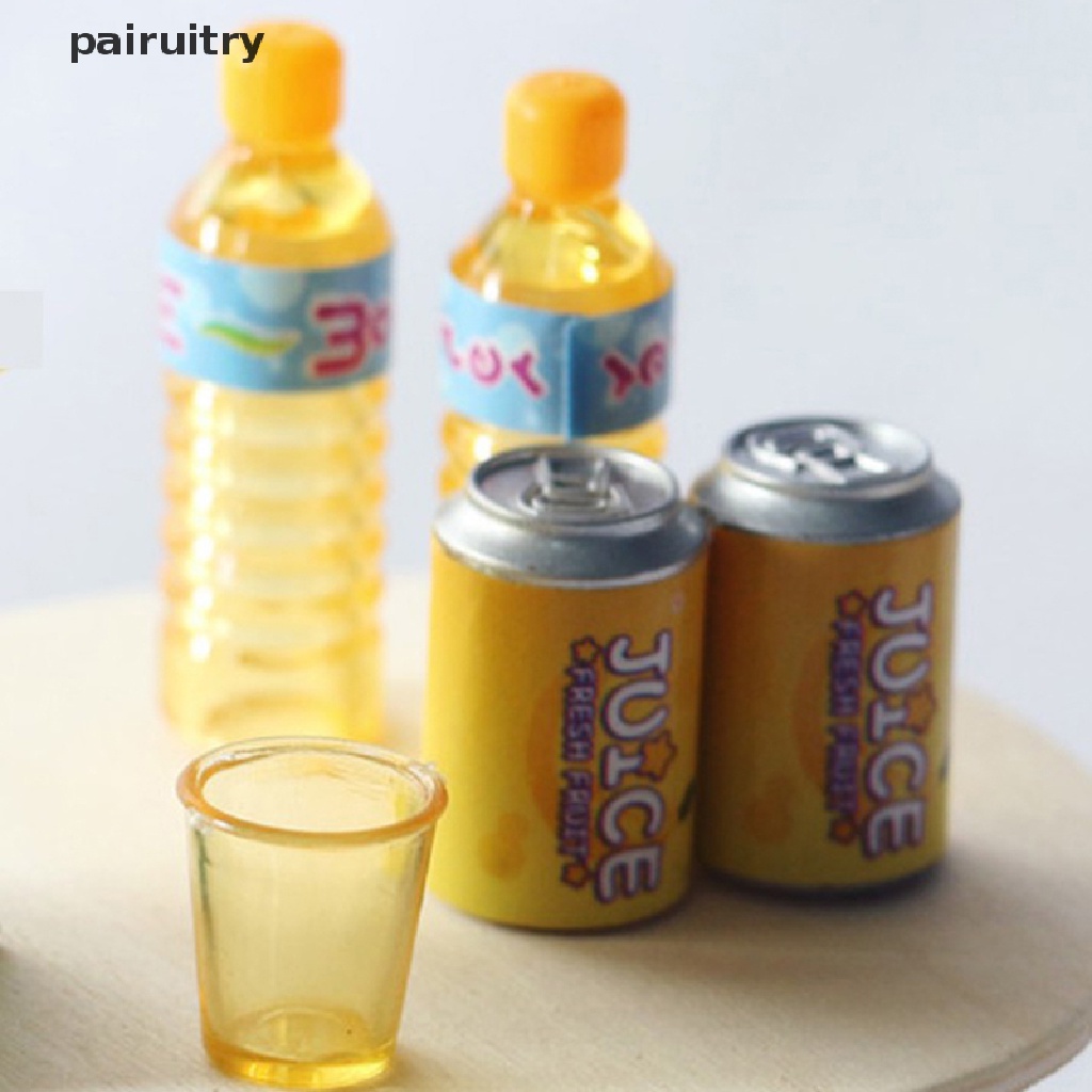 Prt 6Pcs / Set Mainan Miniatur Minuman Jus Skala 1: 12 Untuk Aksesoris Dapur Rumah Boneka PRT