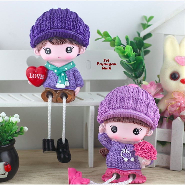Set Pajangan Unik Couple 1 set isi sepasang boneka dan 1 bangku-3