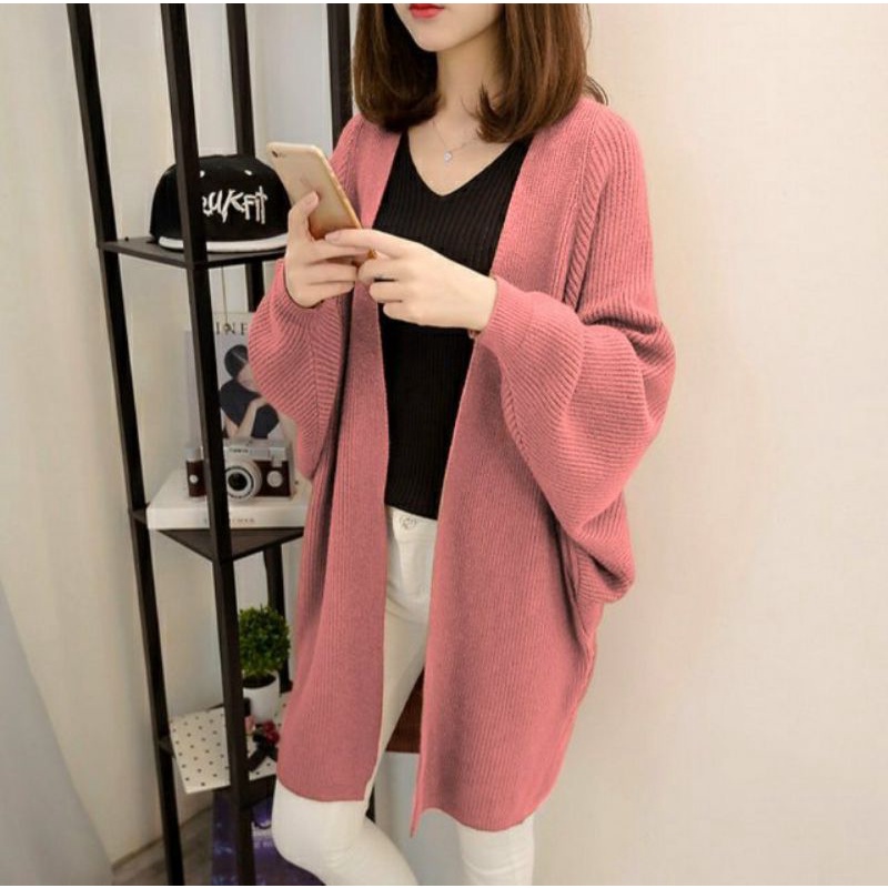 FX SHOP CARDI SCARLET RAJUT / LONG CARDI / CARDIGAN RAJUT HIGH QUALITY PREMIUM-DUSTY