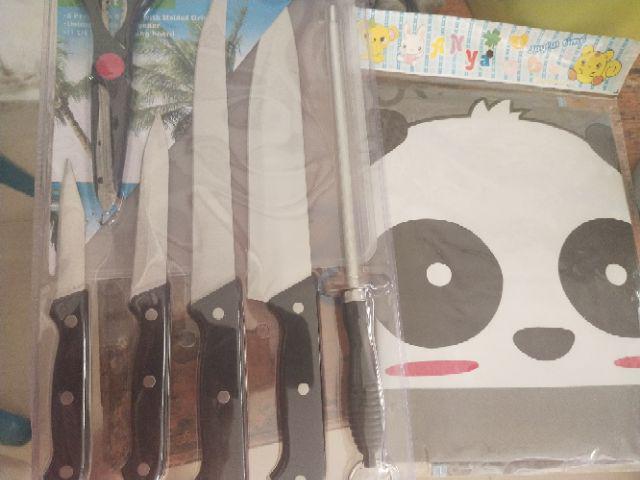 Luxury Homes-set Pisau Dapur+talenan / Set Pisau Dapur 7pcs / Kitchen Knife / Pisau Daging