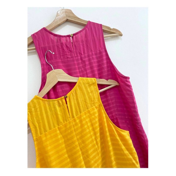 A new day pink&amp;yellow sleeveless flowy maxi dress