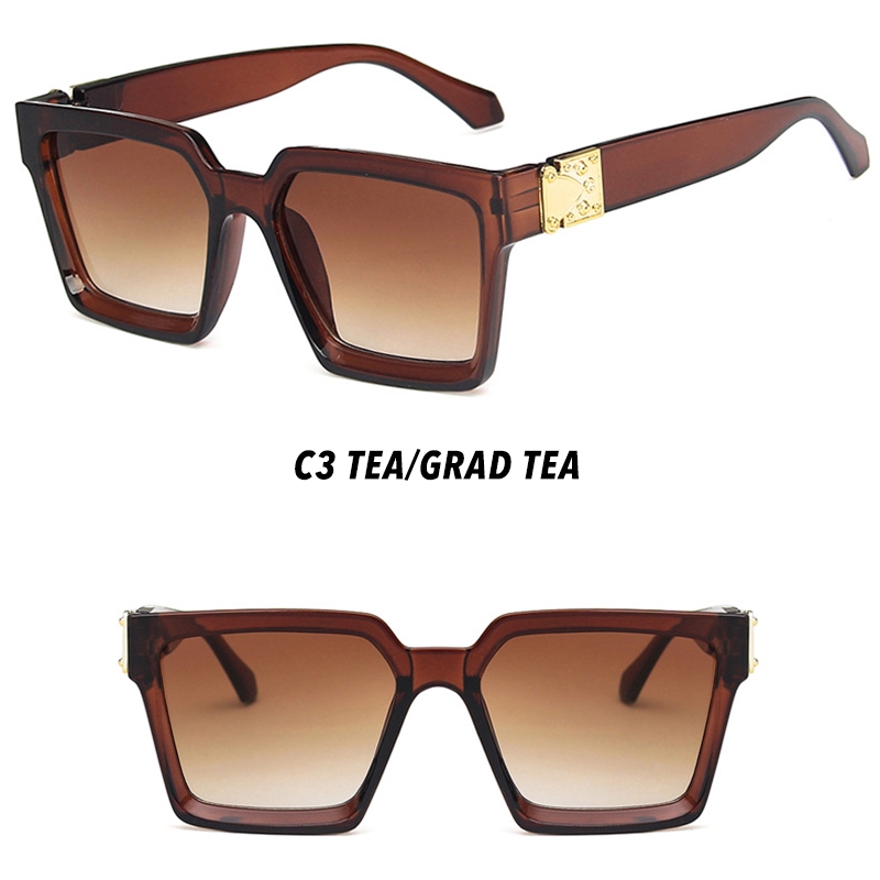 (YUZHU) Bayar di Tempat INS Fashoin Design Oversized Square Kacamata Hitam Wanita/Pria