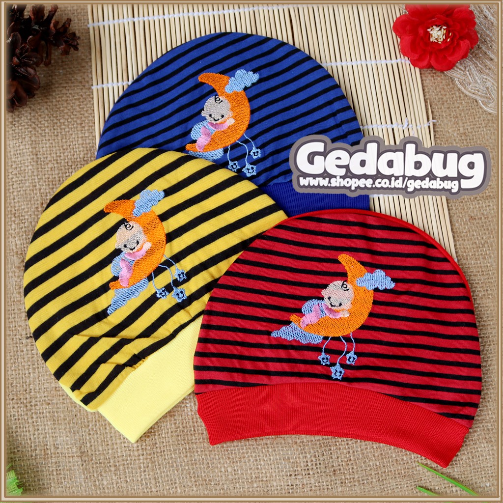 Topi Bayi Okiyo Kupluk Salur Newborn / Topi Anak Bayi Bermotif Lucu - gedabug