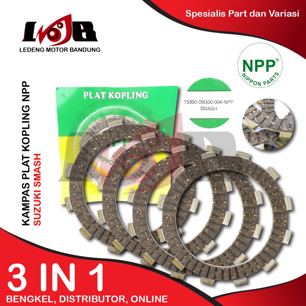 NPP Kampas Plat Kopling Smash Part Motor Suzuki 4 Lembar Clutch Disk Set Lengkap