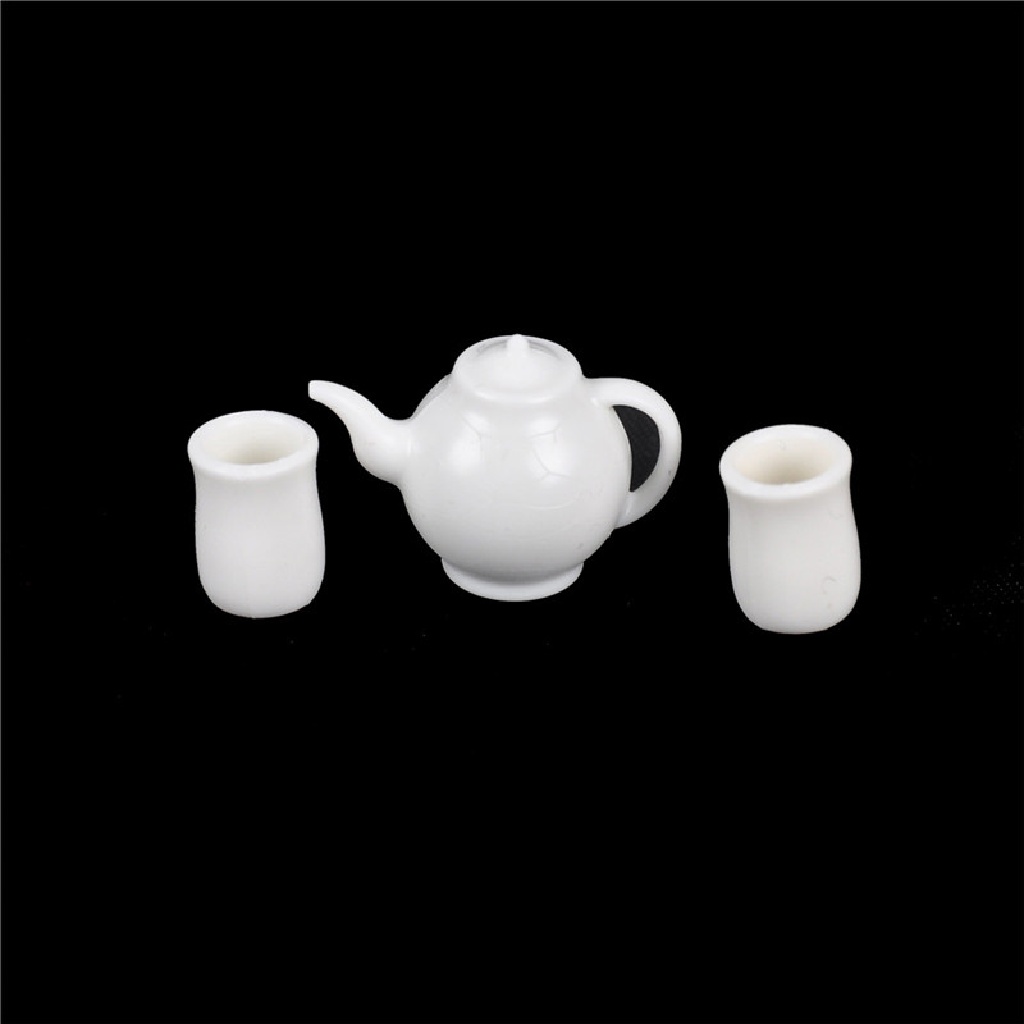 3pcs / Set Mainan Miniatur Cangkir + Panci Skala 1: 12 Untuk Dekorasi Rumah Boneka
