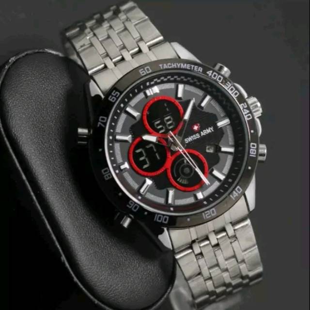 Jam tangan pria dual time rantai