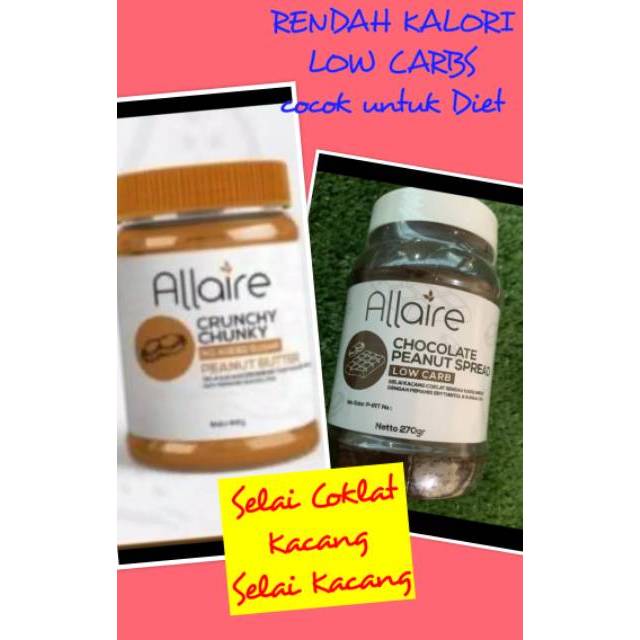 Allaire Crunchy Chunky Peanut Butter / Coklat Peanut Selai Kacang untuk Diet Keto