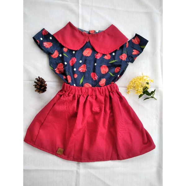 Baju Bayi Setelan Rok Usia 6-18 Bulan Katun Jepang