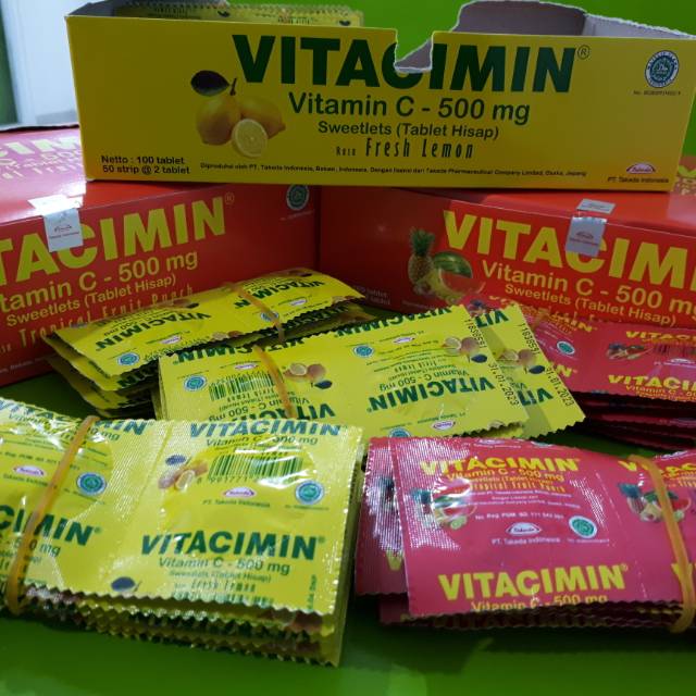 Vitacimin 500 mg ,Vicee 500 mg & Vit C IPI tablet hisap untuk meningkatkan daya tahan tubuh