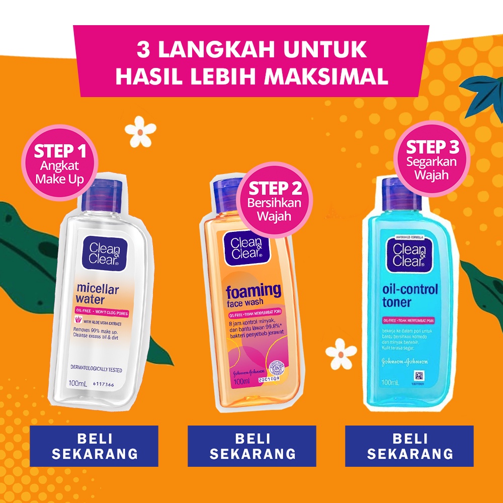 Clean &amp; Clear Foaming Face Wash Sabun Cuci Muka Pembersih Wajah 50ml / 100ml