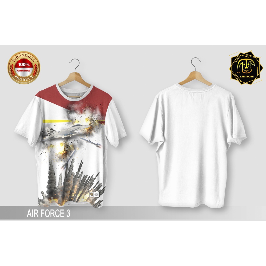 [ BAYAR DI TEMPAT ] BAJU PRINTING GAMBAR AIR FORCE 3  - BAJU DISTRO ORIGINAL GAMBAR PESAWAT TEMPUR K