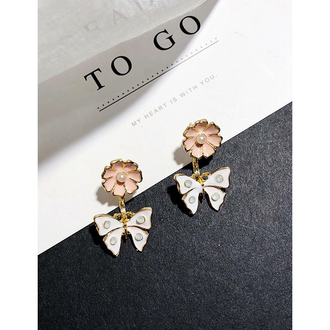 LRC Anting Tusuk Fashion Butterfly Shape Decorated Earrings