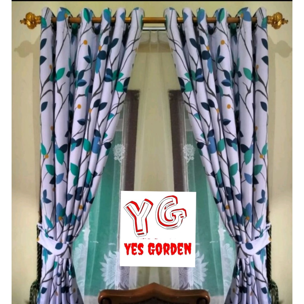 Terbaru Gorden Minimalis KordenPintu & Jendela Tirai Hordeng Mewah Murah Amora Kangkung Biru Hijau