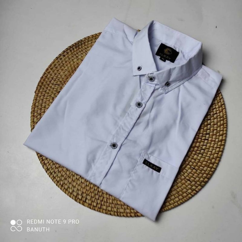 BASIC COLOUR SHIRT - Kemeja Polos Lengan Pendek Kasual Pria