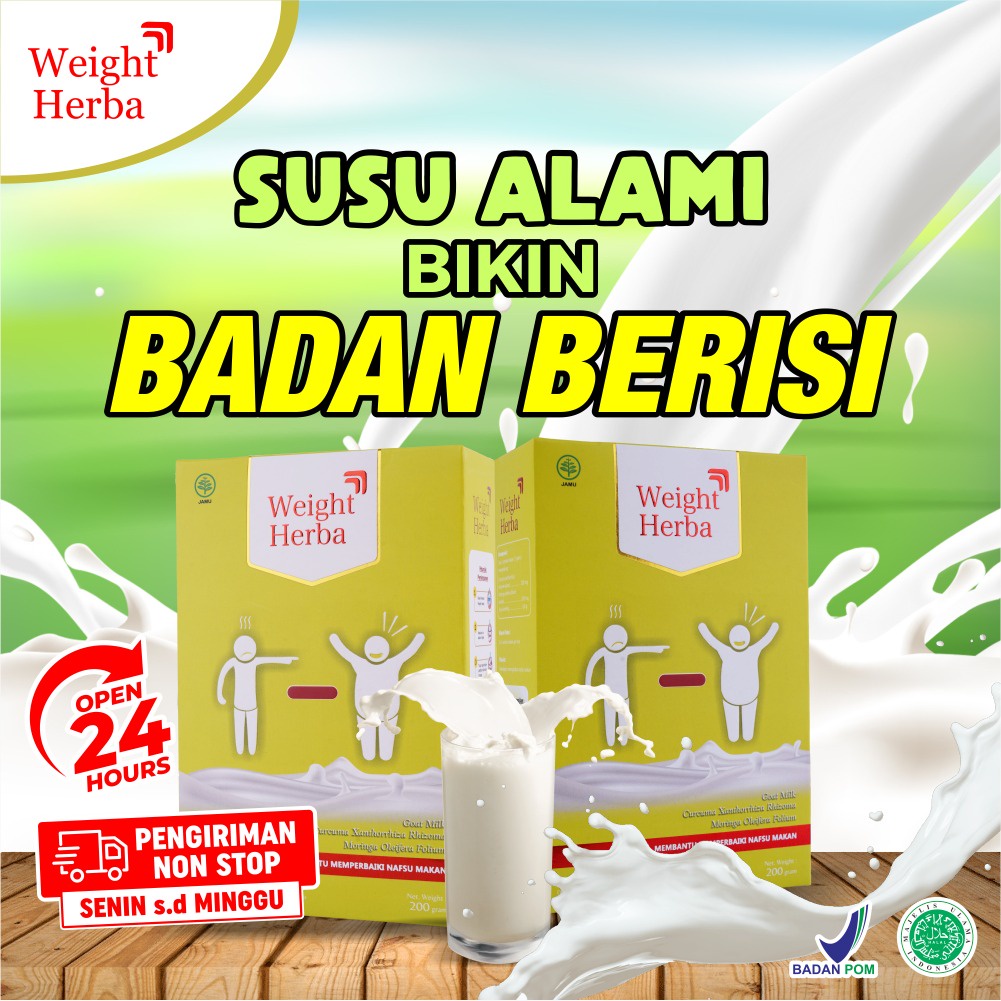 Weight Herba - Susu Tingkatkan Nafsu Makan Penambah Berat Badan Tanpa Gula Asupan Kalori Tubuh &amp; Perlancar Saluran Pencernaan Jaga Tekanan Darah Isi 200gr