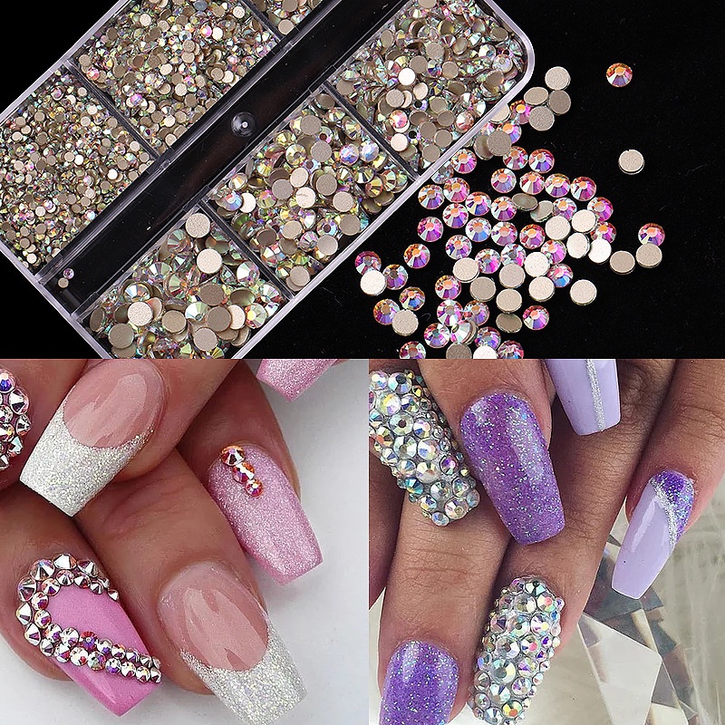 [6 Girds  Mixed Style Nails Art Crystal AB Rhinestones Crafts] [ Nail Art Decorations] [DIY Manicure Accessories]