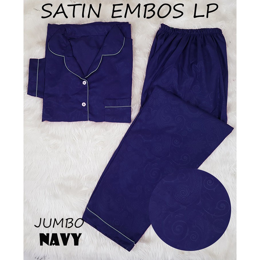 HipNop SATIN LP EMBOS JUMBO BAJU TIDUR WANITA LENGAN PANJANG PIYAMA CEWE CEWEK SLEEPWEAR MAROON