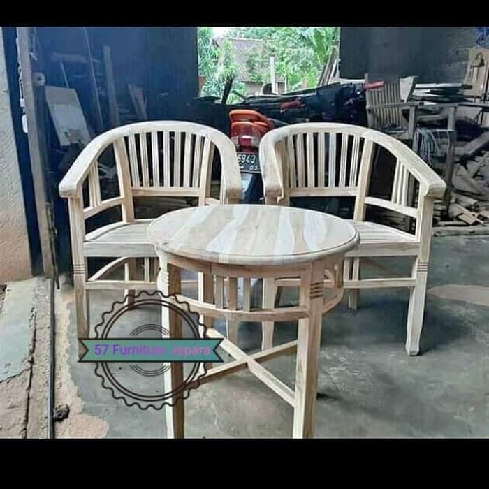 Kursi Tamu Teras Jati - Meja Teras Bundar Kayu Jati Mebel Jepara Mentahan
