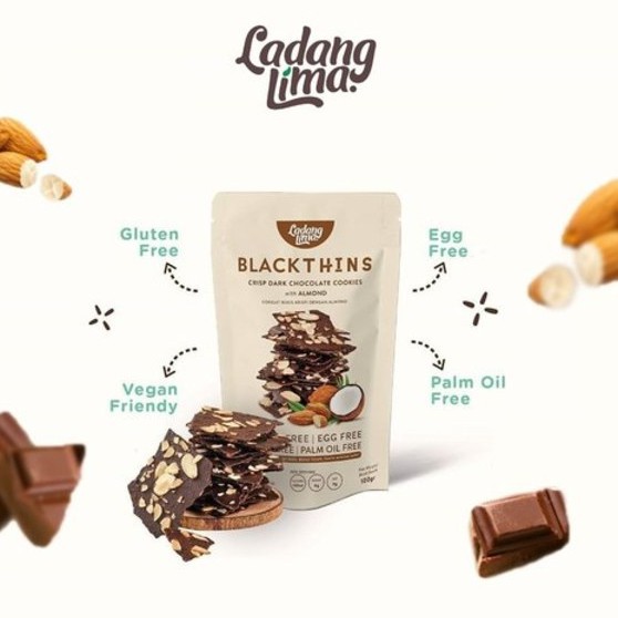 Ladang Lima Blackthins CHEESETHINS Cookies 100gr / Black Thins Cookies Almond