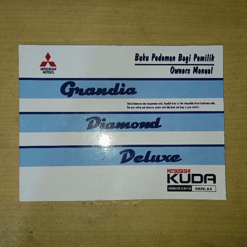 Duplikat Owners Manual Mitsubishi Kuda Gen 2 Grandia Diamond Deluxe Bensin & Diesel