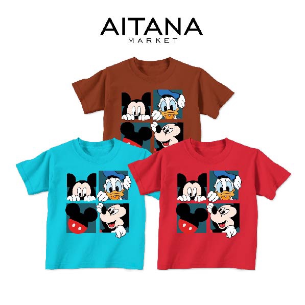 Baju Kaos Bayi &amp; Anak Mickey Mouse Usia 6 Bulan-8 Tahun Bahan Katun Combed 30s