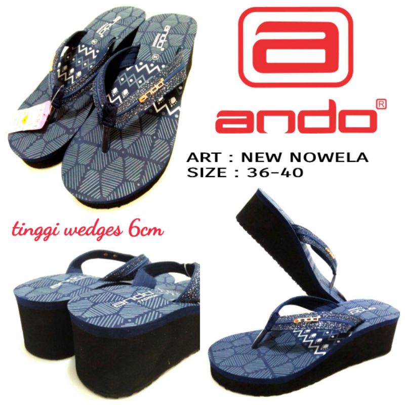 SANDAL WEDGES WANITA ANDO NEW NOWELA NAVY 36-40 TERBARU MURAH