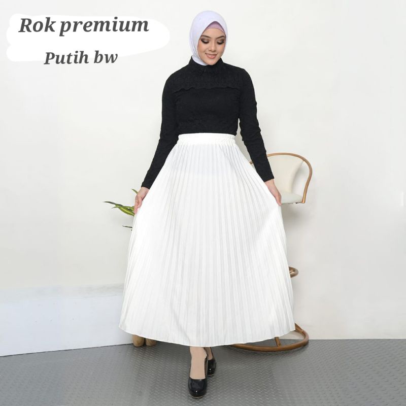 ROK PLISKET WANITA BROKEN WHITE ( BAHAN TEBAL PREMIUM )