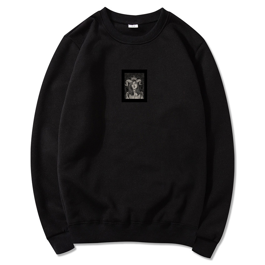 Sweater Crewneck Oversize Pria Sweater Oversize Pria Satanic Queen