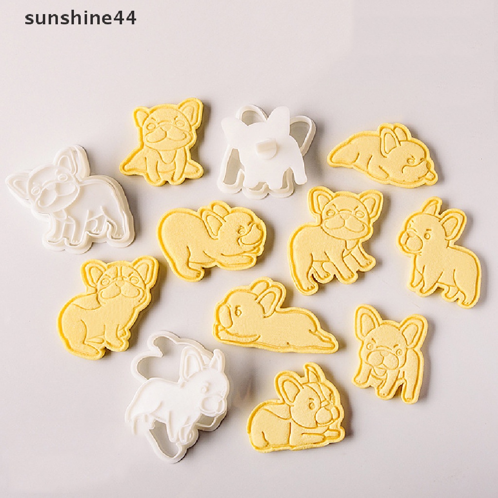 Sunshine Cetakan Cutter Bentuk Anjing French Bulldog 3D DIY Untuk Biskuit / Kue Natal