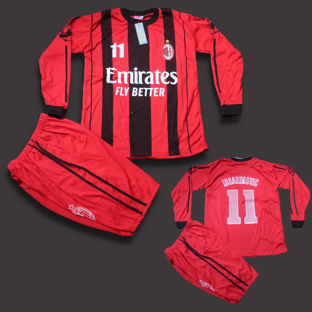 setelan baju bola kiper acmilan size 18-24