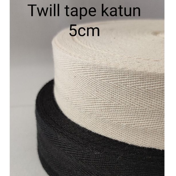 1 Rol Twill Tape 5cm bisban katun panjang 36 yard