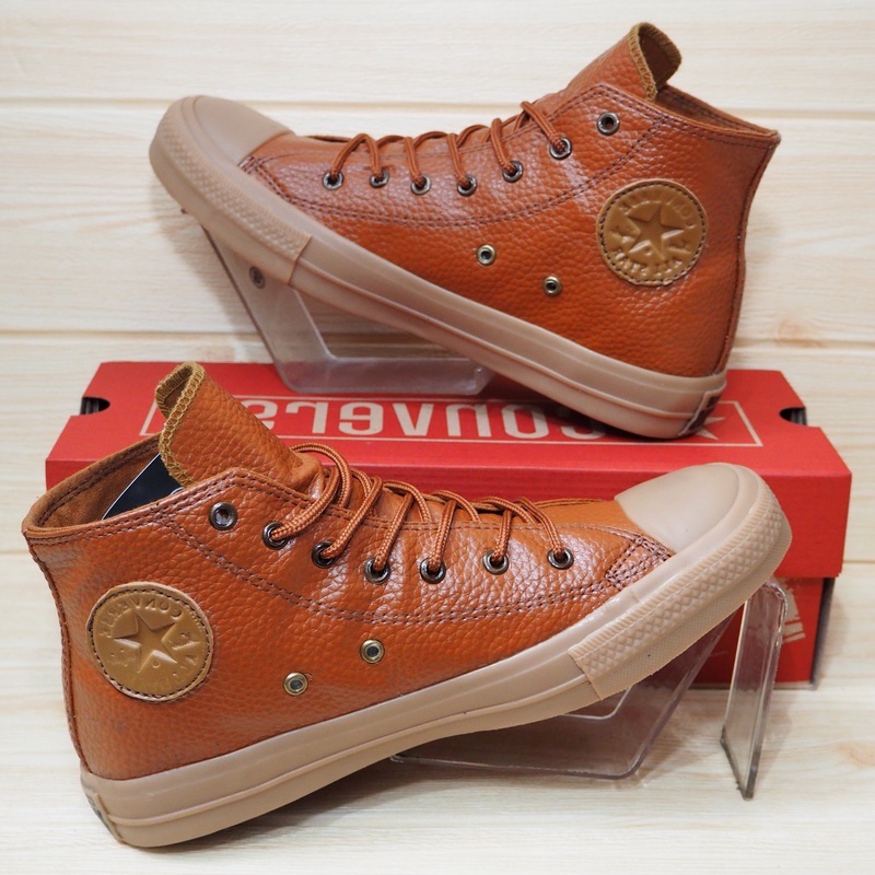 SEPATU SNEAKERS CONVERSE ALL STAR KULIT SINTETIS ALLSTAR CONVERS LEATHER TINGGI HIGH HI ABU GREY