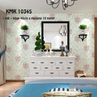 GENARIS KMK10345 BUNGA TRIBAL HIJAU WALLPAPAER 10METER X ...