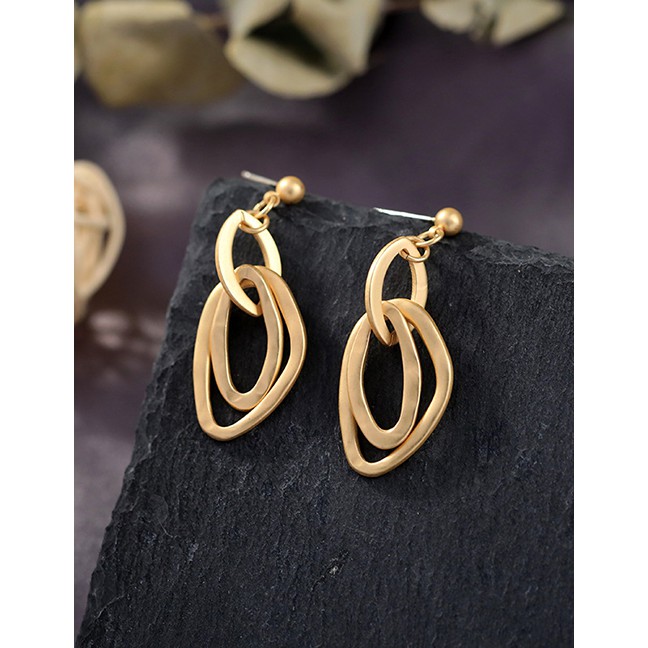 LRC Anting Tusuk Fashion Gold Alloy Geometric Irregular Ring Earrings D37725