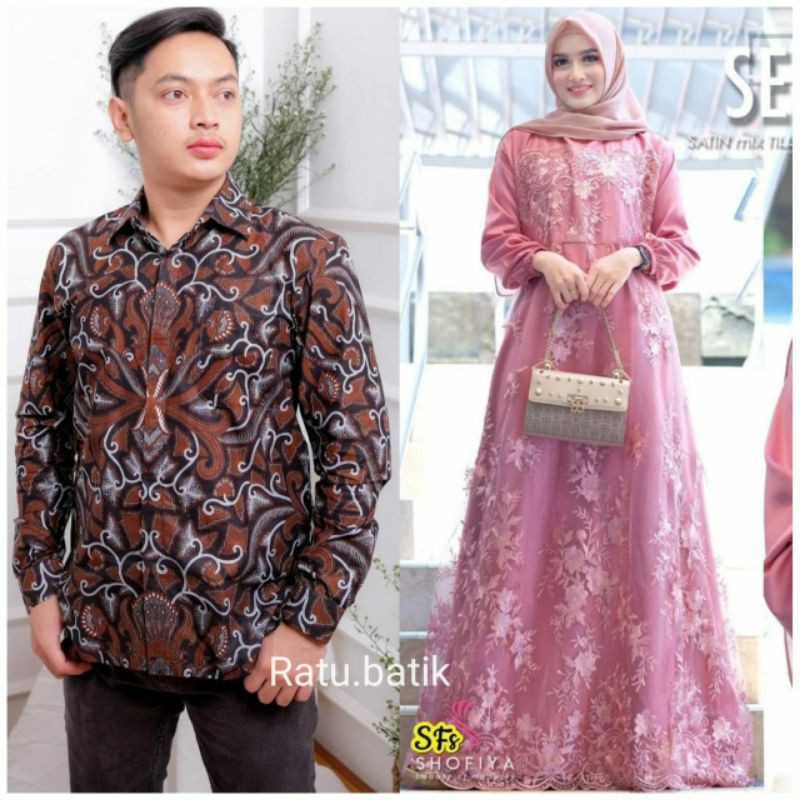 Maura Couple - Sania Ruffle Batik Couple Ori Ndoro Jowi Garansi Termurah Shopee - BATIK SOLO MODERN